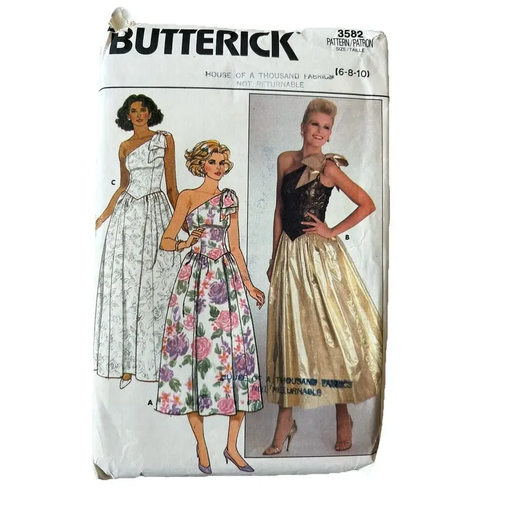 VTG 80s Sew Pattern Dress Prom Office Workwear Retro Preppy Nicole Miller Lot 3